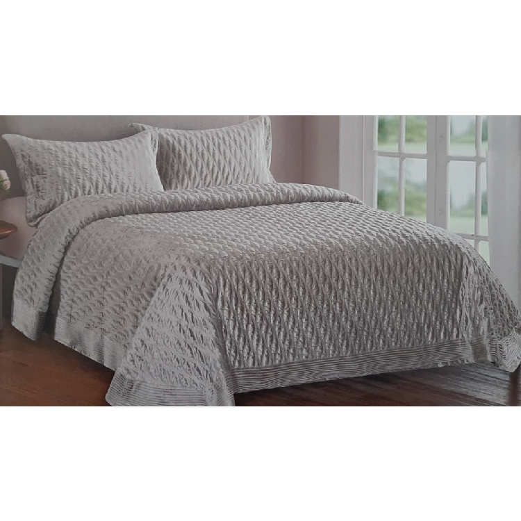 Bedspread 2 Pcs Set, Single Size, Color Grey, NSN-BSP-VLN-S-Y6